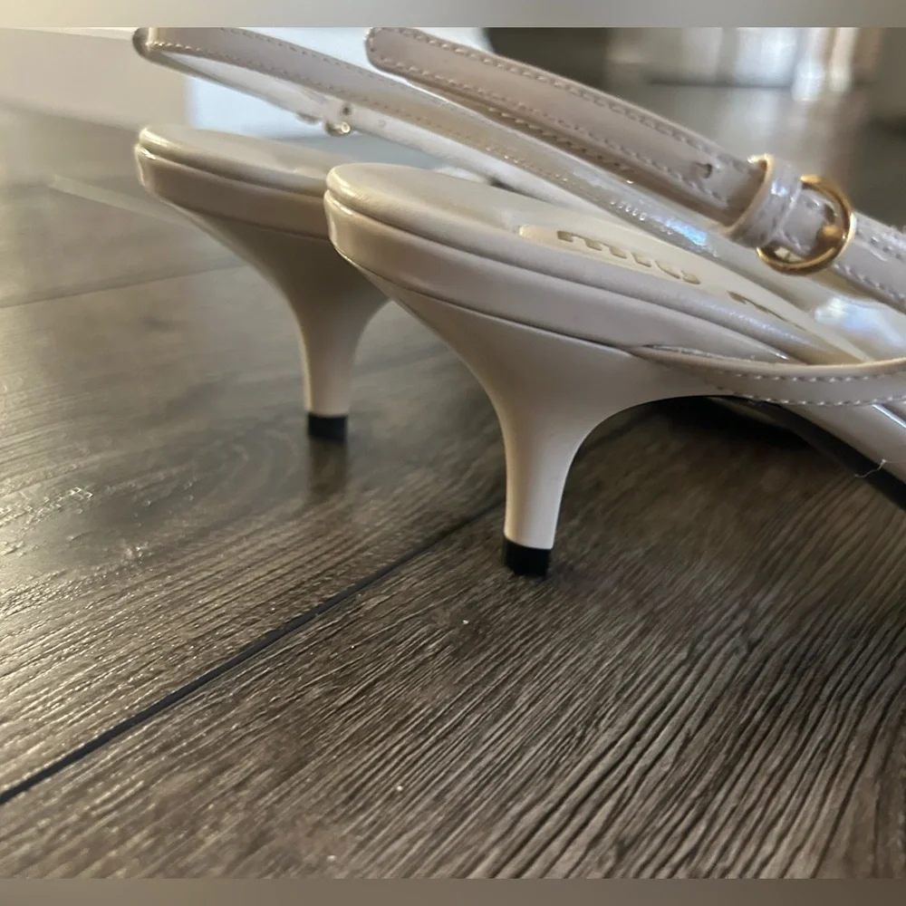 Miu Miu kitten heel slingback pumps - Picture 9 of 10